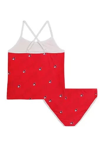 Tommy Hilfiger Big Girls Tonal Script Red Tankini Swimsuit Set 3204 Size XL 16 - Picture 2 of 3