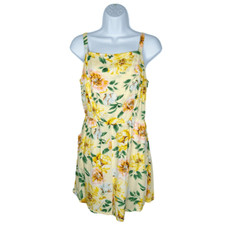 Old Navy Yellow Floral Romper Size Medium Boho Cottagecore Summer One Piece