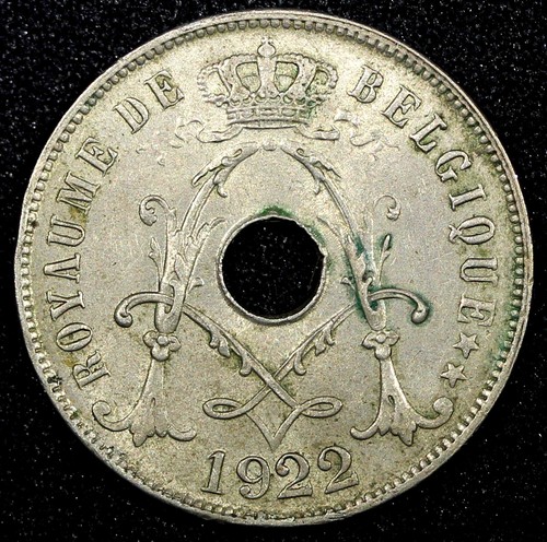 BELGIUM Albert I Copper-Nickel 1922 25 Centimes Legend in French KM# 68.1 (656) - Picture 3 of 3