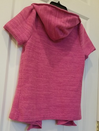 Justice PINK Cardigan Girls Size 20 Open Front Mid Length Short Sleeve Hoodie - Picture 6 of 15