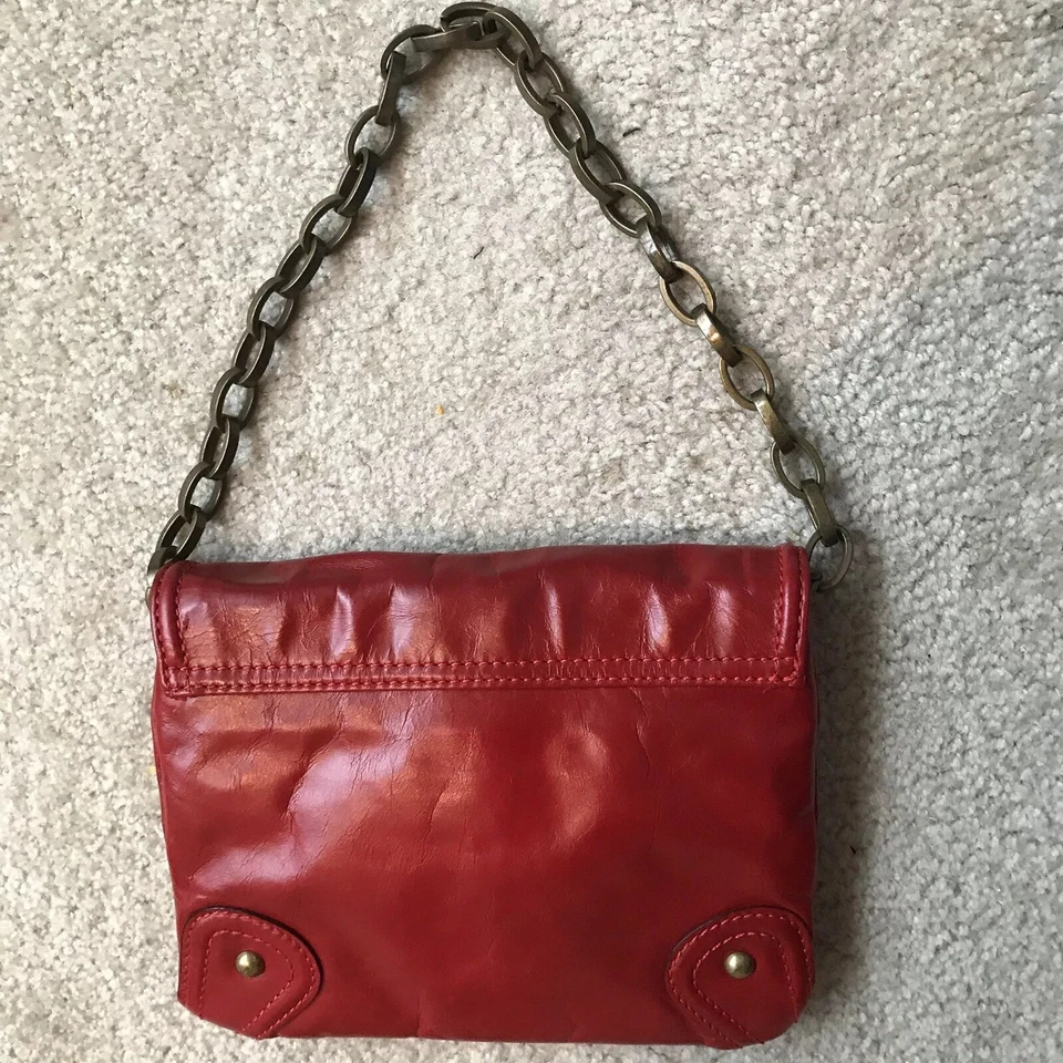 Bolso de mano Tracy Reese New York para mujer verde beige cuero cierre de palanca correa de cadena Foto 2 de 4