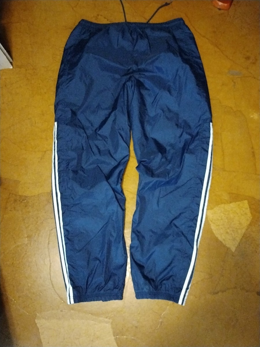 パンツ 00s adidas wide track pants y2k teck XL y2k 2000s baggy wide leg navy adidas striped track pants