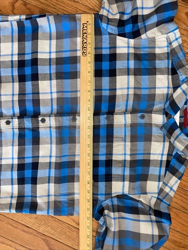 columbia blue plaid Woven Cotton long sleeve button up shirt M Mid Weight - Picture 6 of 7