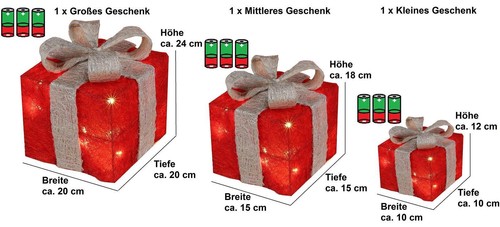 LED Geschenkbox Weihnachten Beleuchtete Geschenkboxen Weihnachtsdeko 3er Set - Bild 9 von 45