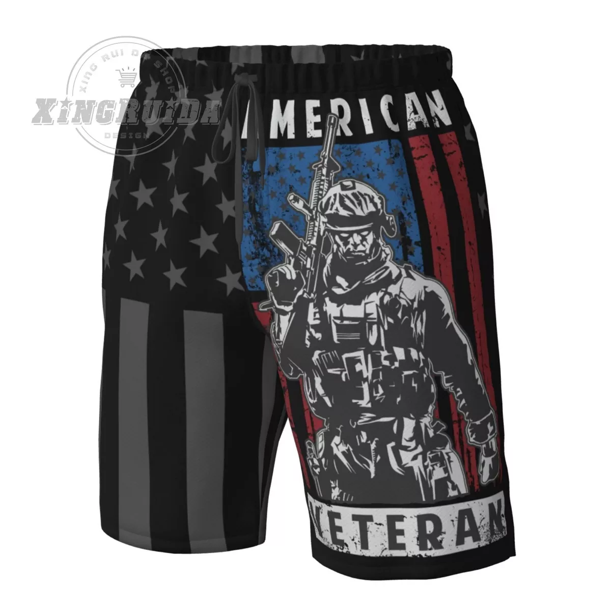 U.S. Veteran Army Men s Beach Shorts Swim Trunks Quick Dry Board