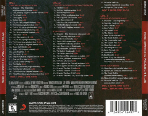 Wojciech Kilar – Bram Stoker's Dracula (1992) Expanded+Alternate Score 3CDs/OOP! - Bild 3 von 3