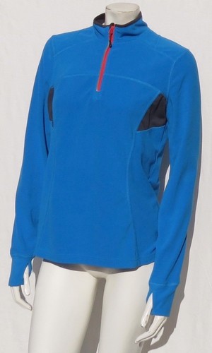 MONDETTA Blue Lightweight Fleece Half Zip Athletic Thumbholes Shirt Top size M - Picture 2 of 5