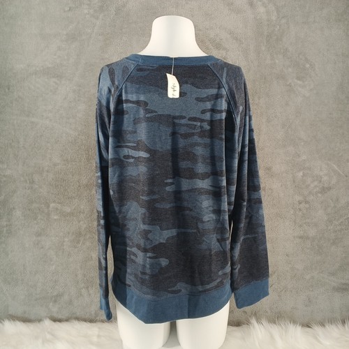 NWT $49 Style&Co Camouflage Sweatshirt M(8-10) Blue Rayon Blend Pullover Crew - Picture 9 of 13