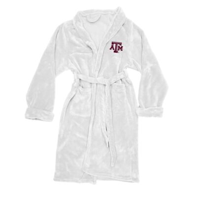 Silk Touch Unisex Adult Bath Robe One Size Large/X-Large White, Texas A&M Aggies