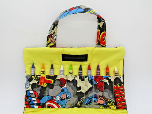 Marvel Comics Kid's Crayons Coloring Book Multicolor Carry Bag 9.5"X6.5" - Picture 5 of 9