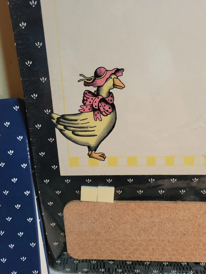 Vintage Memo Board Notes Paper Country Duck Goose Navy White Organizer Set - Image 2 of 4