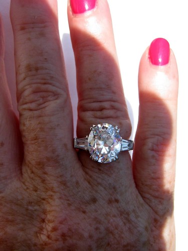 5 Carat Cubic Zirconia Engagement Ring Oval w/Baguettes Sterling Silver .925 - Picture 2 of 17