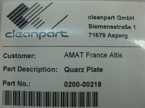 Applied Materials/AMAT 0200-00218 Quarz Plate - Picture 2 of 2
