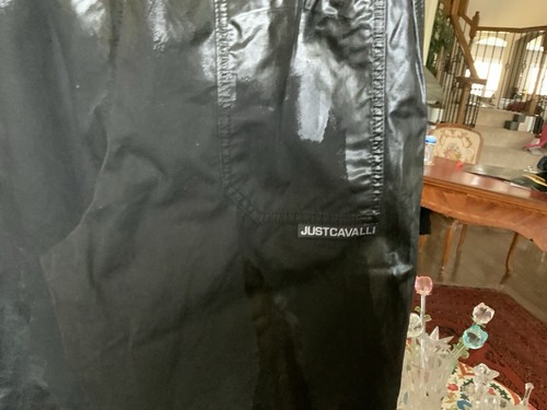 Just Cavalli Herren Hose schwarz beschichtet mit orangefarbenen Kordelzügen Gr. 50 - Bild 8 von 20