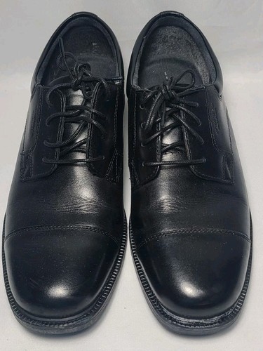 Zapatos de vestir Rockport Walkability Adidas con puntera de cuero negro impermeables talla 8,5
