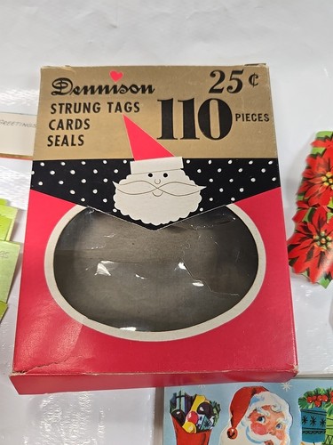 Sellos y etiquetas de Navidad Dennison vintage iglesia de Papá Noel ángeles perro - Imagen 2 de 19