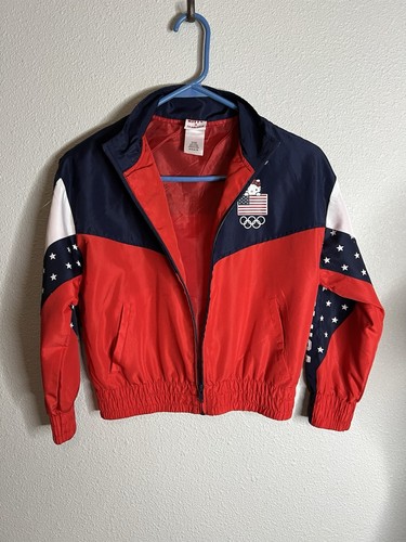 Hello Kitty Team USA Jacket Girls M 7/8 Red Full Zip Olympics Stars Windbreaker - Picture 8 of 9