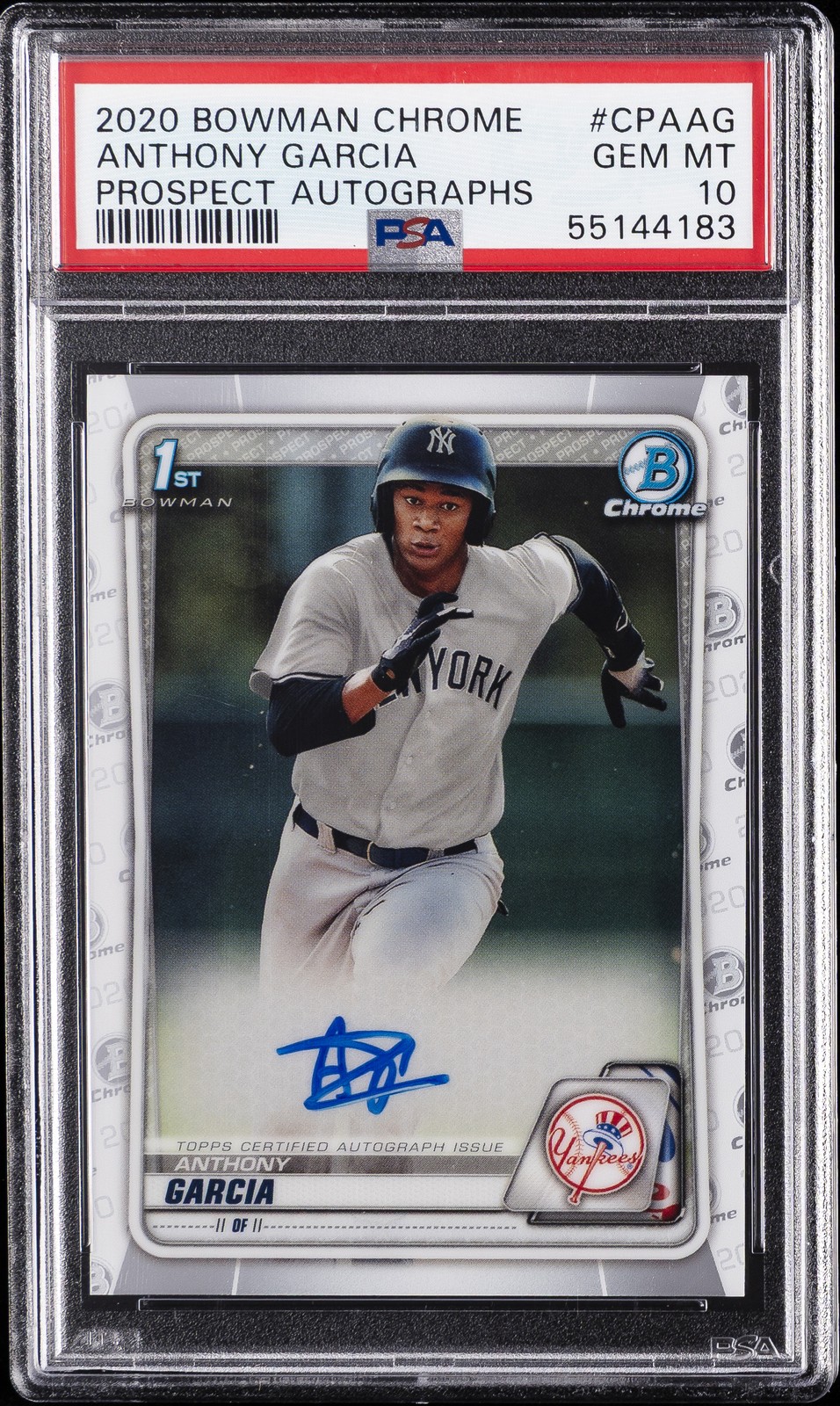 2020 BOWMAN CHROME PRSPCT AUTOS #CPAAG ANTHONY GARCIA PSA 10 AUTO