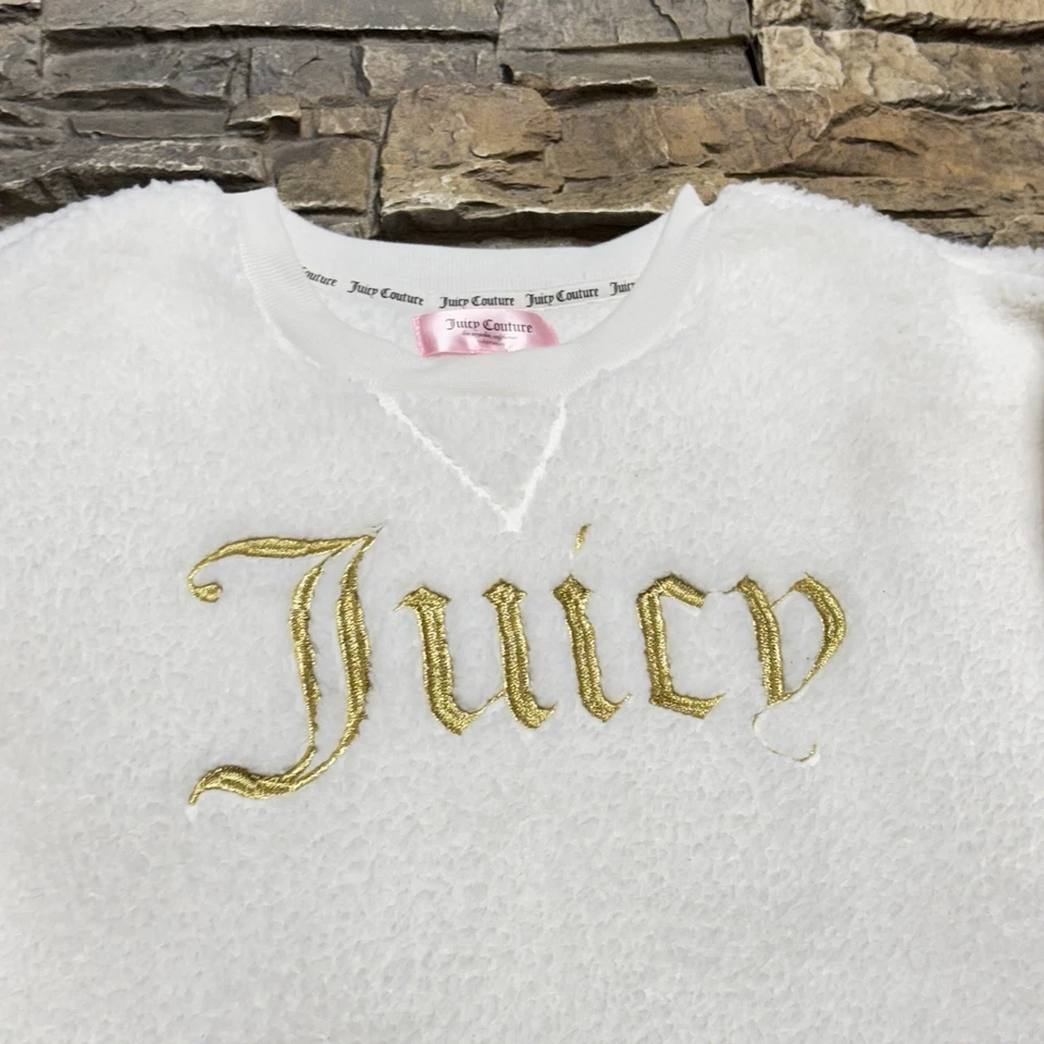 Conjunto de roupa de dormir Juicy Couture feminina grande branca difusa lã pilha profunda roupa íntima - Imagem 3 de 4