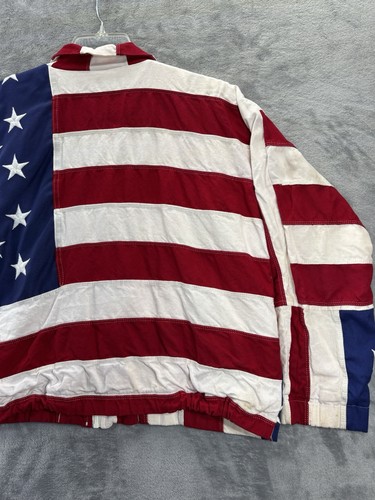 VTG Limited Edition USA Made American Flag Bomber Jacket Small 90s Stars Stripes - Picture 14 of 24