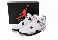 Nike Air Jordan 4 Retro White Cement Classic,Minimalist Basketball Shoes with a