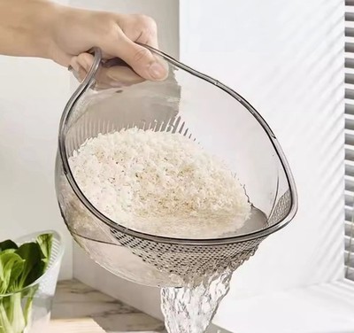 Rice Washing Bowl Plastic Colander Sieve Vegetable Drainer Basket Kitchen Tools 