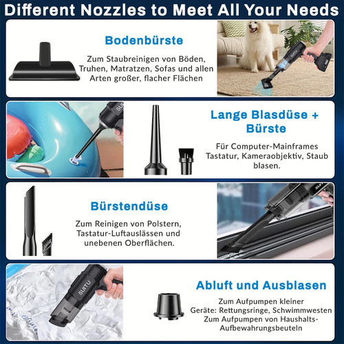120W Kabellos 4in1 Handstaubsauger Mini Staubsauger Akku Auto Haus Nass/Trocken - Bild 3 von 14