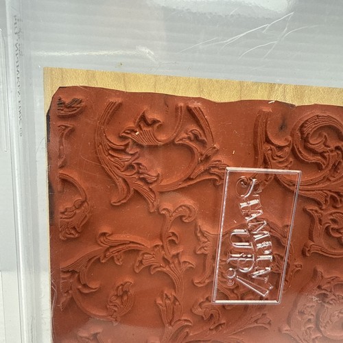 Stampin' Up! Timbro in gomma grande montato su legno sfondo antico 6"x5" 2003 - Foto 5 di 9
