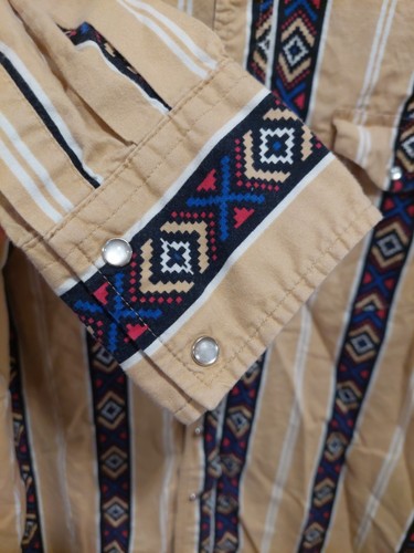 Vtg Wrangler Wrancher Pearl Snap Shirt Navajo Aztec Western Cowboy Wear Sz XL - Picture 5 of 6