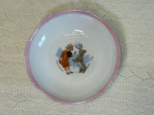 Antik Buster Braun Mary Jane & Tige Porzellan Kinder Milchkännchen Teller Schüssel Set - Bild 13 von 15