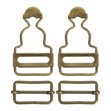 Overall Buckles, 2 Sets Retro Suspender Replacement Buckles 25mm, Bronze Tone