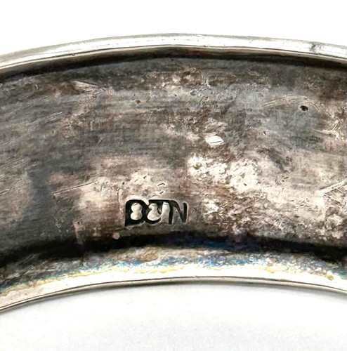 Vintage Delvin Nelson DJN Sterling Silver Turquoise & Coral Peyote Cuff Bracelet - Picture 5 of 5