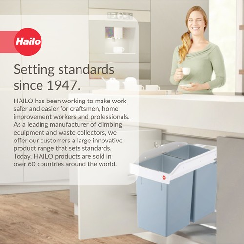 Hailo Multi-Box Pull-Out Trash Can, 11.8" Cabinet, 2 Bins, 3.7 Gal, Blue (Used) - 第 6/12 張圖片