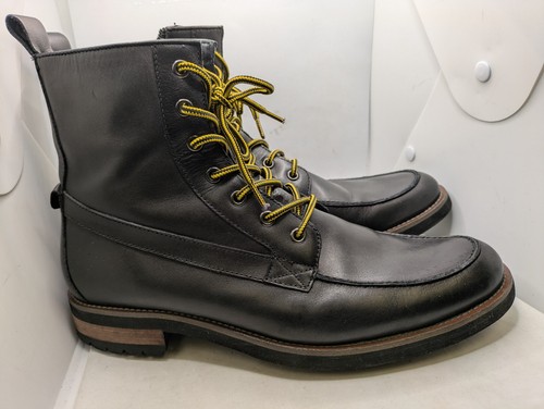 Saks Fifth Avenue Men's Black Leather Combat Boots Size 9.5M - Picture 6 of 9