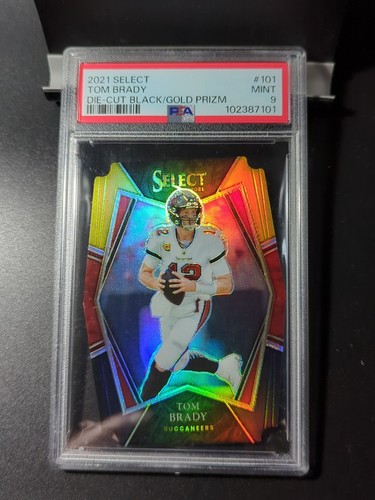 2021 Select #101 Tom Brady 🔥Die Cut Black/Gold Prizm 🔥PSA 9 MINT "The G.O.A.T" - Picture 5 of 6