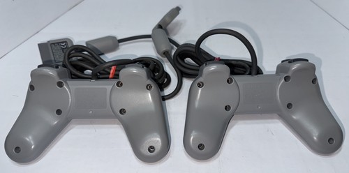 2x OEM Sony PlayStation One PS1 Gray Wired Controllers Cleaned Tested & Works - Picture 10 of 13