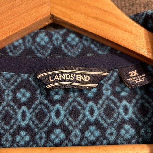 Suéter Lands’ End Mujer 2X Azul Geométrico 1/4 Cremallera Exterior Informal CabinCore - Imagen 2 de 14