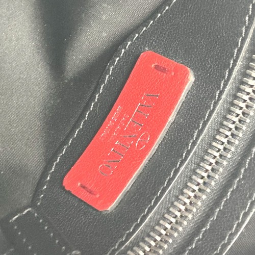 VALENTINO Logo studs Bag Crossbody Pochette Shoulder Bag Nylon Black/White - Picture 10 of 13