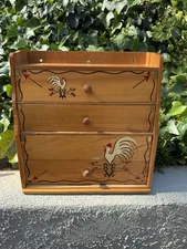 Vintage Wall Wooden Rooster Serrated Edge Aluminum Foil, Cling Wrap Holder