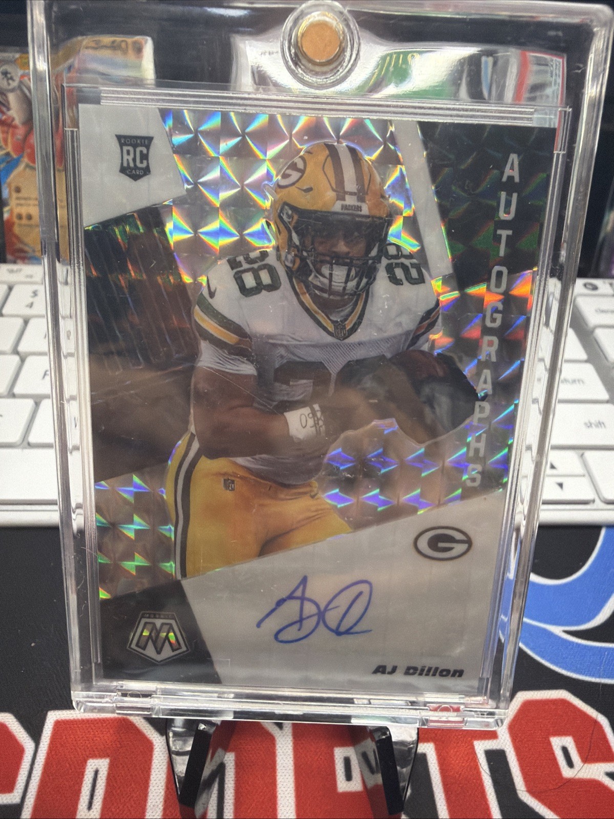 2020 Panini Mosaic AJ Dillon Silver Prizm Auto #RA26 Packers Rookie RC Packers