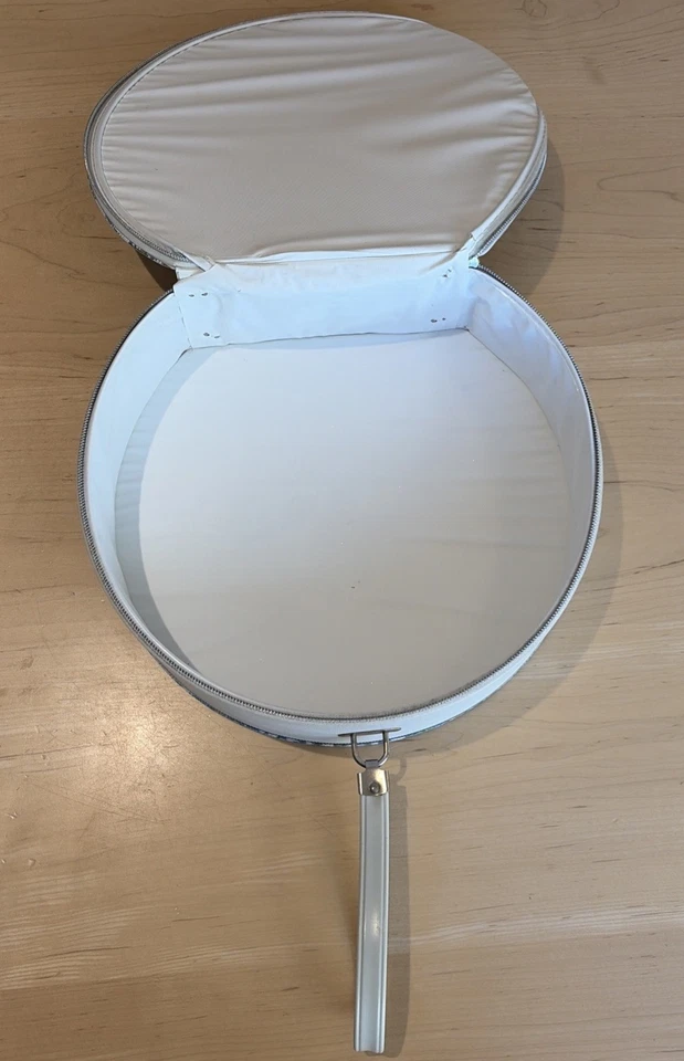 Estuche de Viaje Vintage Equipaje Redondo Cremallera MCM Retro Sombrero Caja Tren Vinilo Floral Foto 4 de 4