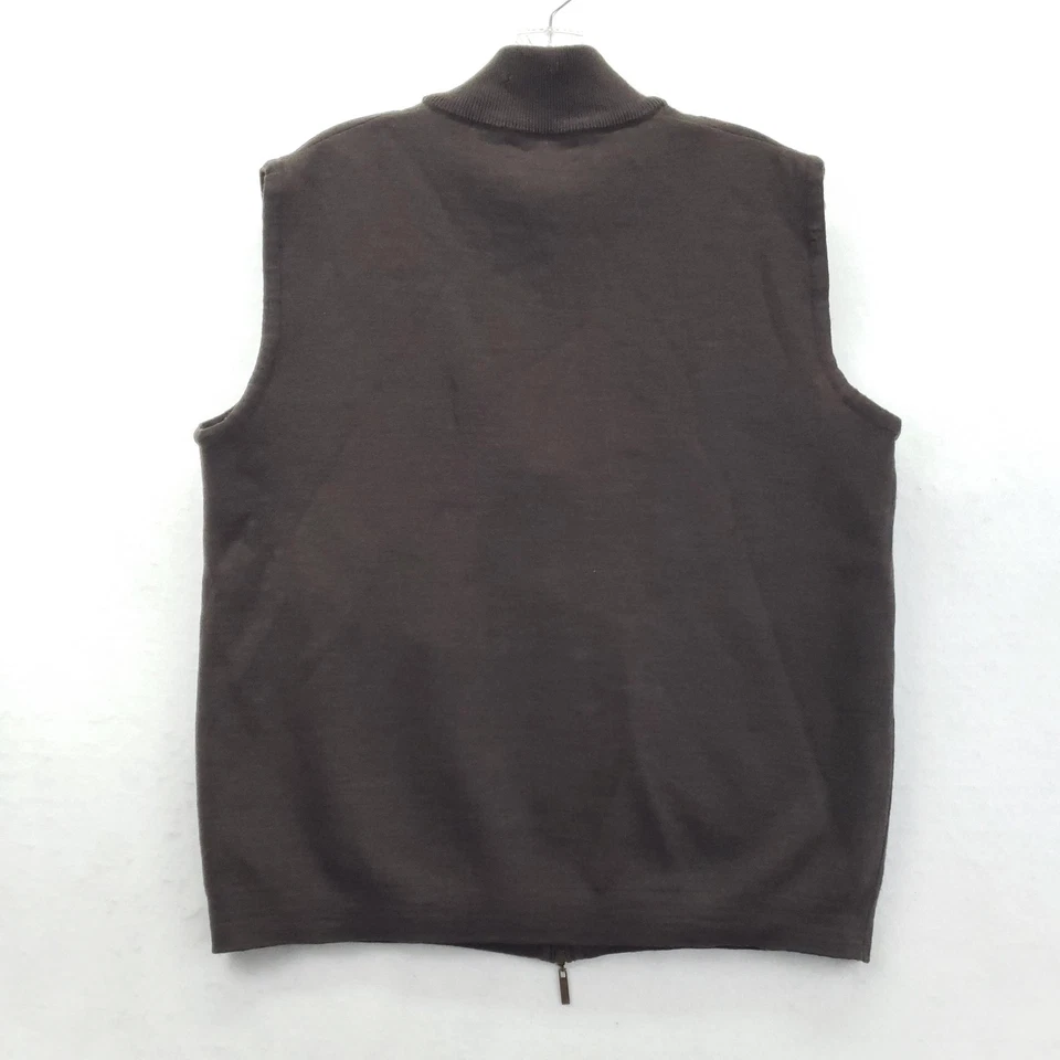 Chaleco St. Croix Para Hombres Mediano Marrón Mezcla de Lana Cremallera Completa Cuello Simulado Hecho en EE. UU. *defecto Foto 2 de 4