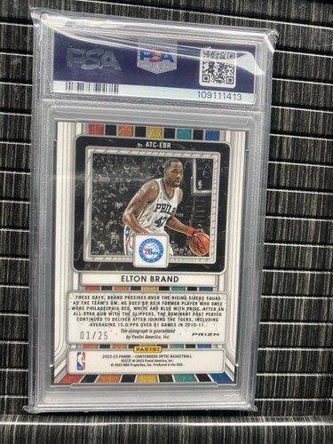 2022-23 Contenders Optic All-Time Contenders Orange Prizm Elton Brand Auto /25 - Picture 4 of 4