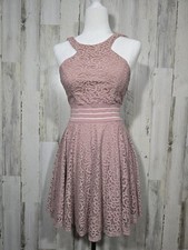 City Studio Pink Lace Overlay Lined Dress Size 9 Sleeveless Sheer Waist Dance