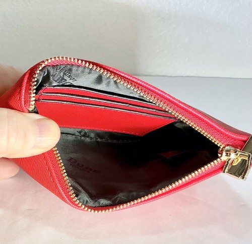 Bolso sin asas Dune London cartera texturizado rojo cierre de cremallera con identificación y tarjetero - Imagen 5 de 9