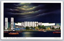 Electrical Group At Night Chicago's 1934 International Exposition Postcard
