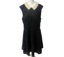 Betsey Johnson Black Lace Dress 14 Pearl Collar VTG Y2K Whimsigoth Fairy Grunge