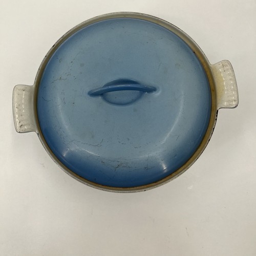 Vintage Sky Blue Descoware Dutch Oven Belgium Enamel Cast Iron - Needs Refurbish - Picture 2 of 12
