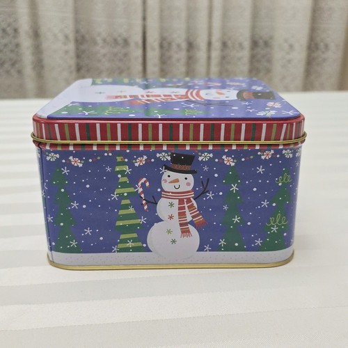 Lindy Bowman Metal Christmas Tin Snowman Christmas Trees Holiday Container - Picture 7 of 11