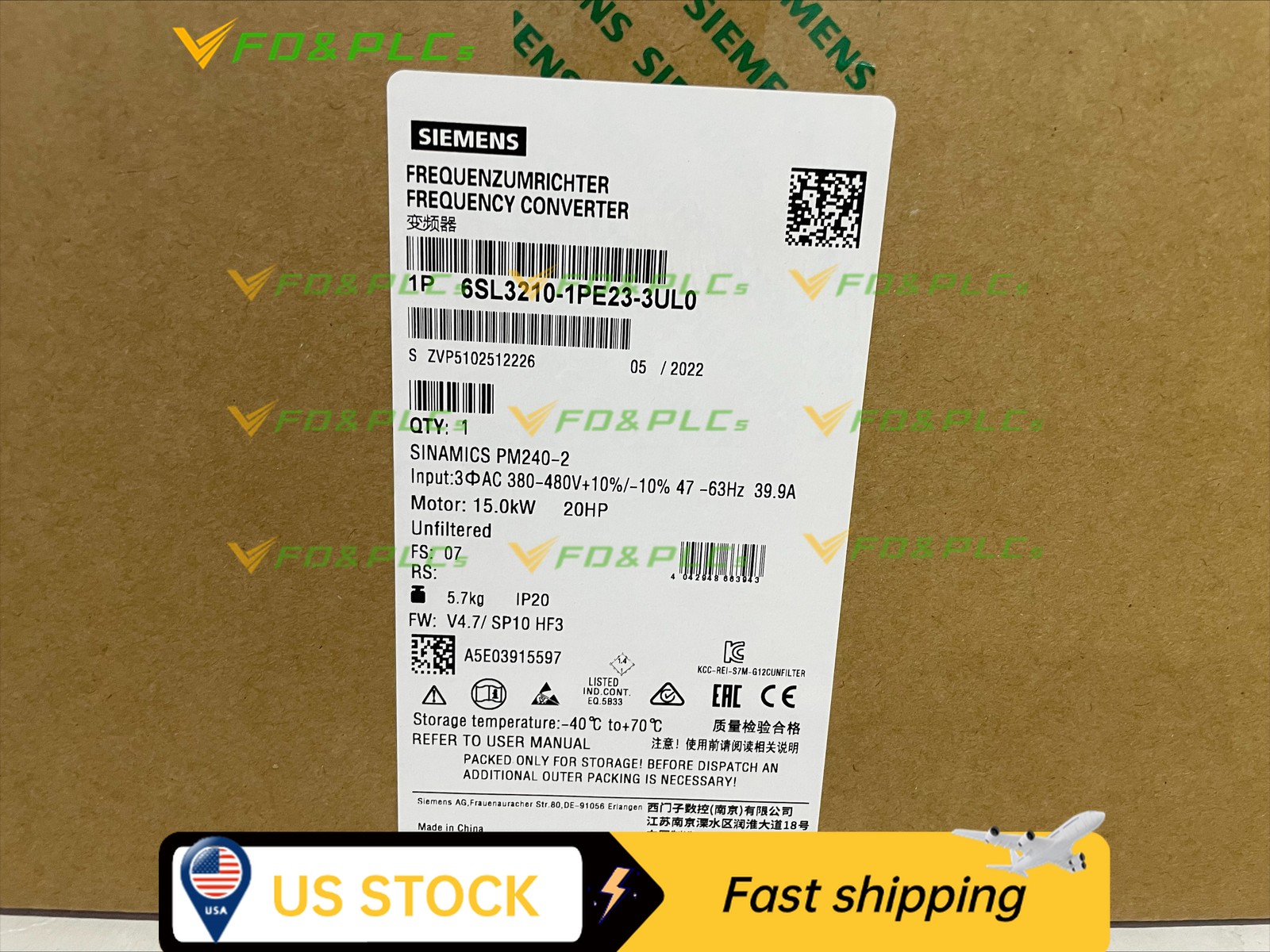 ONE NEW Siemens 15KW inverter 6SL3210-1PE23-3UL0 6SL3 210-1PE23-3UL0